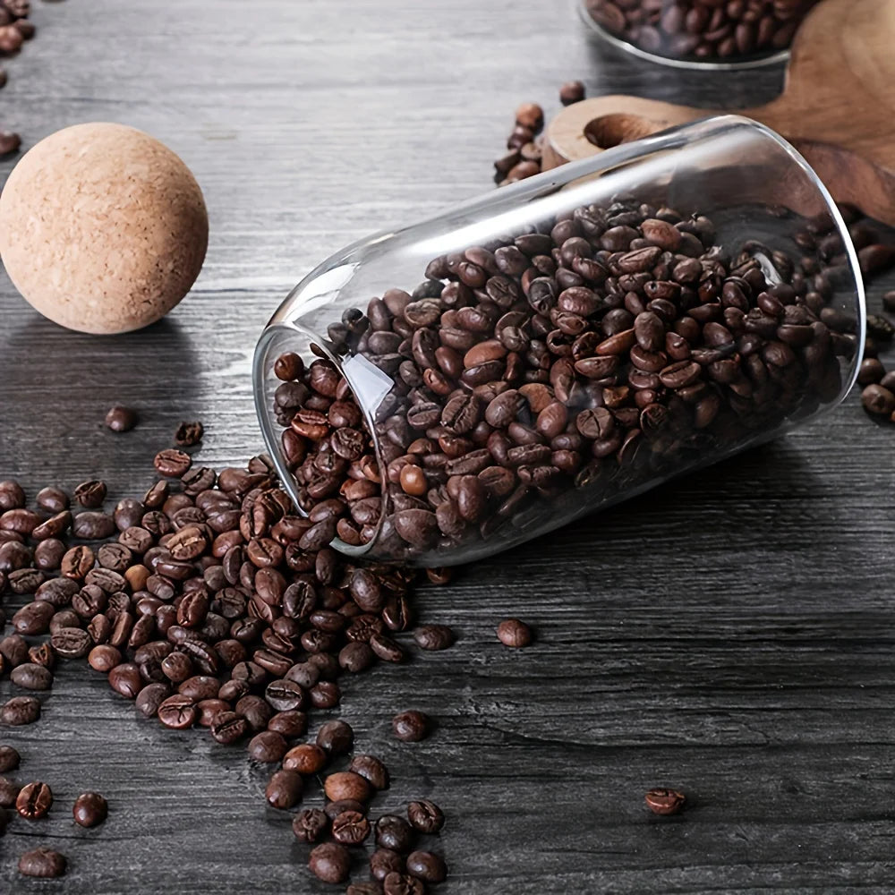 3Pcs/Set Glass Storage Jar with Ball Cork Lid, Clear Glass Canisters with Cork Ball, Cute Decorative round Glass Bottles with Ai