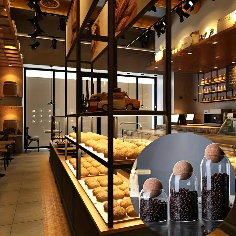 3Pcs/Set Glass Storage Jar with Ball Cork Lid, Clear Glass Canisters with Cork Ball, Cute Decorative round Glass Bottles with Ai